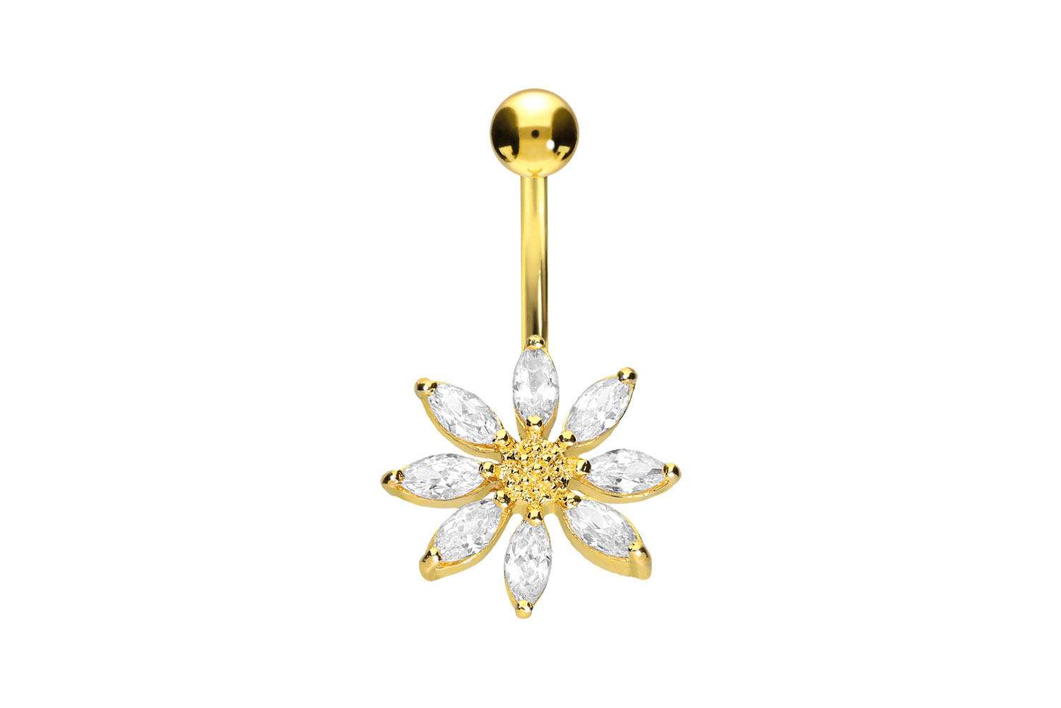 Chirurgenstahl Bananabell Piercing KRISTALLBLUME